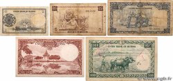 1, 5, 10, 50 et 100 Kyats Lot BIRMANIE  1958 P.46, P.47, P.48, P.50 et P.51 TB à TTB
