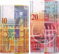 10 et 20 Francs Lot SUISSE  2000 P.67a et P.69c pr.SUP