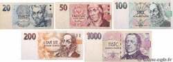 20, 50, 100, 200 et 100 Korun Lot RÉPUBLIQUE TCHÈQUE  1998 P.08a, P.10a, P.17a, P.18a et P.19a