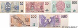 20, 50, 100, 200 et 100 Korun Lot RÉPUBLIQUE TCHÈQUE  1998 P.08a, P.10a, P.17a, P.18a et P.19a TB à TTB