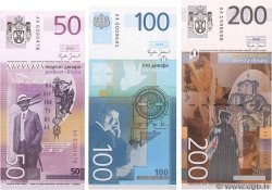 50 Dinara, 100 et 200 Lot SERBIE  2005 P.40, P.41b et P.42a NEUF