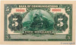 5 Dollars Spécimen CHINA  1913 P.0111s SC+