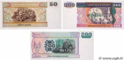 50, 100 et 200 Kyats Lot MYANMAR   1994 P.73b, P.74b et P.75b SUP