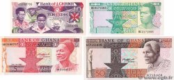 1, 5, 10 et 50 Cedis Lot GHANA  1984 P.17b, P.19b, P.22b et P.23a