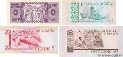 1, 5, 10 et 50 Cedis Lot GHANA  1984 P.17b, P.19b, P.22b et P.23a ST