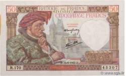 50 Francs JACQUES CŒUR FRANCE  1942 F.19.20