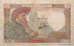 50 Francs JACQUES CŒUR FRANCE  1942 F.19.19