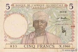 5 Francs FRENCH WEST AFRICA  1936 P.21