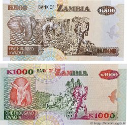 500 et 1000 Kwacha Lot ZAMBIA  1992 P.39b et P.40a FDC