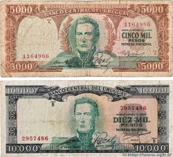 5000 et 10000 Pesos Lot URUGUAY  1967 P.050a et P.051c
