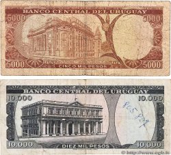 5000 et 10000 Pesos Lot URUGUAY  1967 P.050a et P.051c B a MB
