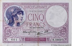 5 Francs FEMME CASQUÉE modifié FRANKREICH  1939 F.04.02
