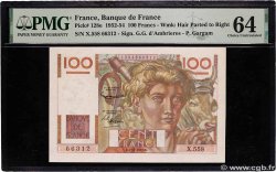 100 Francs JEUNE PAYSAN filigrane inversé FRANCE  1953 F.28BIS.03
