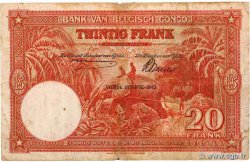 20 Francs CONGO BELGE  1943 P.15C B+