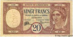 20 Francs Spécimen DJIBOUTI  1936 P.07as SUP