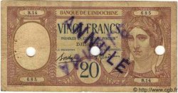 20 Francs Annulé DJIBOUTI  1936 P.07a B à TB