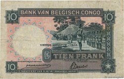 10 Francs CONGO BELGA  1944 P.14D MB
