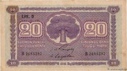 20 Markkaa FINLANDE  1939 P.071a TTB+