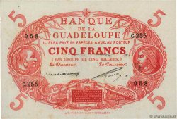 5 Francs Cabasson rouge GUADELOUPE  1943 P.07c VZ+
