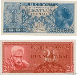 1 et 2,5 Rupiah Lot INDONESIA  1956 P.074 et 075 FDC