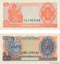 1 et 2,5 Rupiah Lot INDONÉSIE  1968 P.102 et 103 NEUF