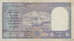 10 Rupees INDIA  1943 P.024 VF
