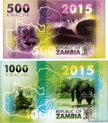 500 et 1000 Kwacha Lot ZAMBIE  2015  NEUF