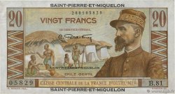 20 Francs Émile Gentil SAINT PIERRE ET MIQUELON  1946 P.24 TTB