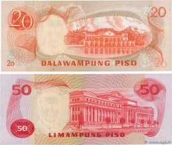 20 et 50 Pesos Lot PHILIPPINES  1970 P.150 et 151 UNC