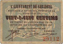 25 Centims ESPAGNE Sabadell 1937 C.536a