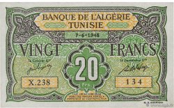 20 Francs TUNISIA  1948 P.22 q.FDC