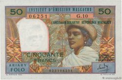 50 Francs - 10 Ariary MADAGASCAR  1962 P.061