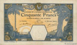 50 Francs DAKAR FRENCH WEST AFRICA Dakar 1929 P.09Bc VF