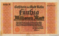 50 Millions Mark ALLEMAGNE Köln 1923  TTB