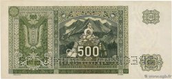 500 Korun Spécimen TSCHECHOSLOWAKEI  1945 P.054s fST