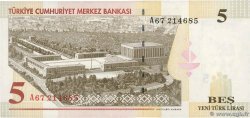 5 Lira TURQUIE  2005 P.217 pr.NEUF