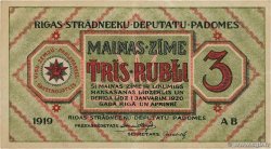 3 Rubli LETONIA Riga 1919 P.R2a