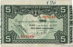 5 Pesetas SPAGNA Bilbao 1937 PS.561c