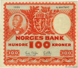 100 Kroner NORVÈGE  1959 P.33c VF