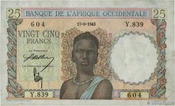 25 Francs FRENCH WEST AFRICA  1943 P.38 BB