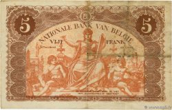 5 Francs BELGIQUE  1914 P.074a TB