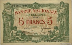 5 Francs BELGIQUE  1921 P.075b