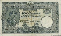 100 Francs - 20 Belgas BELGIUM  1930 P.102