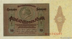 5 Millionen Mark GERMANY  1923 P.090 VF+