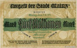 5 Millions Mark DEUTSCHLAND Mainz-Mayence 1923  S