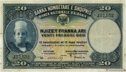 20 Franka Ari ALBANIE  1926 P.03a TTB