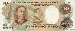 10 Piso Petit numéro FILIPPINE  1969 P.144b FDC