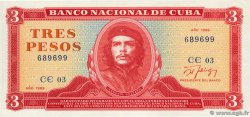 3 Pesos CUBA  1989 P.107b SPL