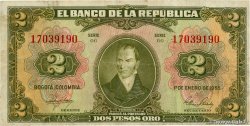 2 Pesos Oro  COLOMBIA  1955 P.390d