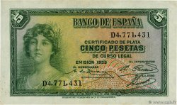 5 Pesetas SPANIEN  1935 P.085a